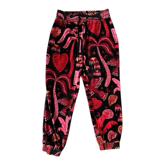 Women's Farm Rio Velvet Floral Fleece Joggers Sweat Pants Medium | Anthropologie - Picture 1 of 9